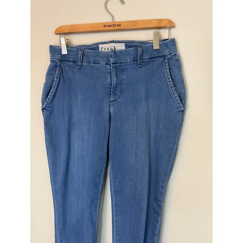 Frank & Eileen Wicklow Blue Denim Italian Chino Crop Raw Hem Mid-Rise Size 4